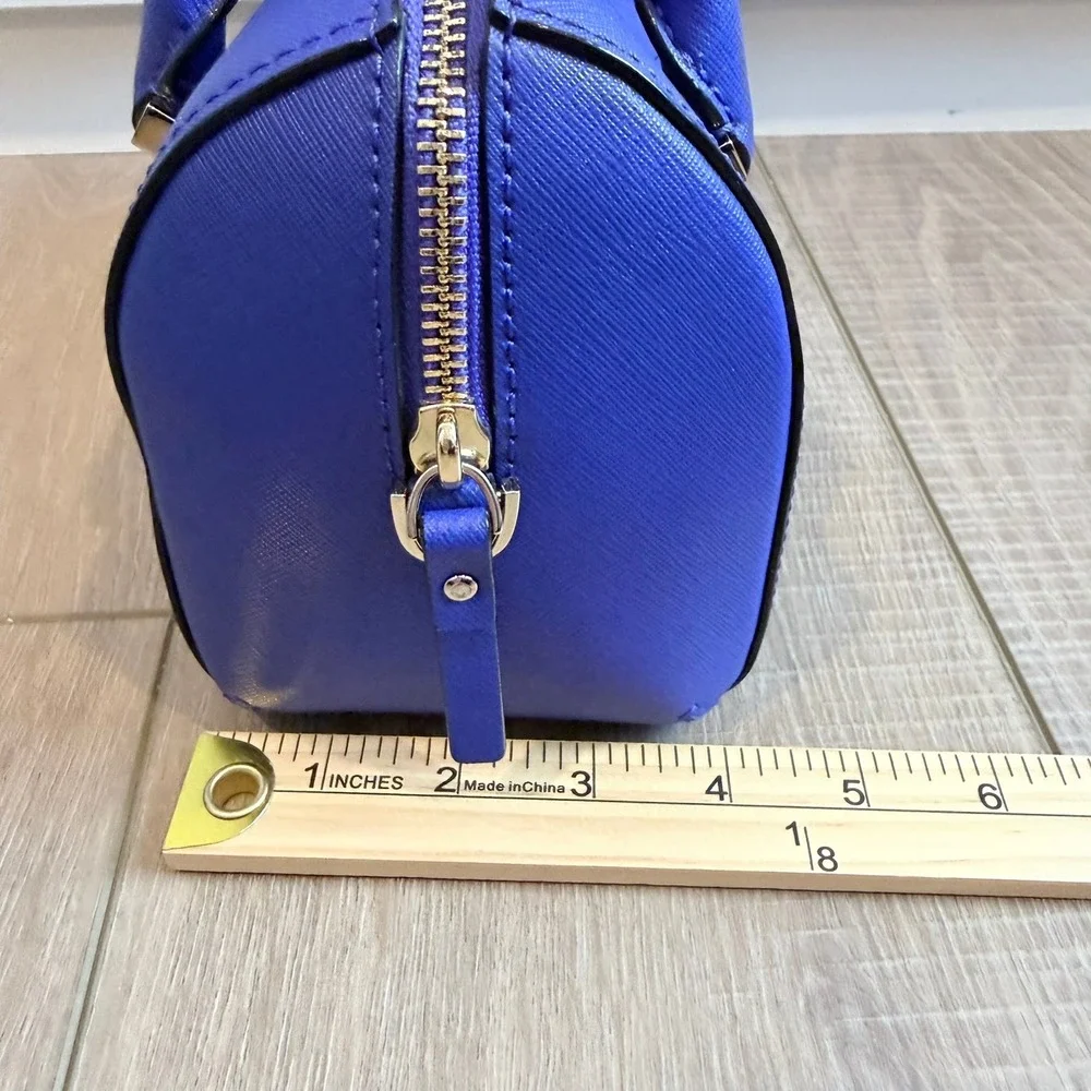 Kate Spade Satchel Women Small Blue Saffiano Leather Gold Hardware Zip Handbag
